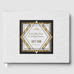 Great Gatsby Gold White Art Deco Wedding Guest Book