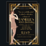 Great Gatsby Inspired Art Deco Birthday Invitation<br><div class="desc">Black and gold 1920s art deco birthday invitation. Check out our matching response and reception cards.</div>