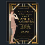 Great Gatsby Inspired Art Deco Birthday Invitation<br><div class="desc">Black and gold 1920s art deco birthday invitation. Check out our matching response and reception cards.</div>