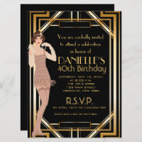 Great Gatsby Inspired Art Deco Birthday Invitation