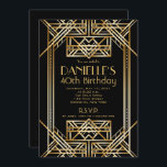 Great Gatsby Inspired Art Deco Birthday Invitation<br><div class="desc">Black and gold 1920s art deco birthday invitation. Check out our matching response and reception cards.</div>