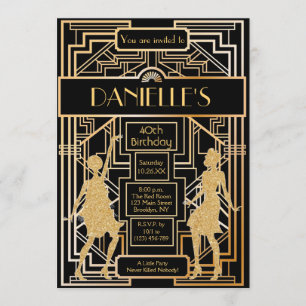 Great Gatsby Inspired Art Deco Birthday Invitation