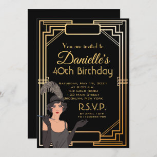 Great Gatsby Inspired Art Deco Birthday Invitation