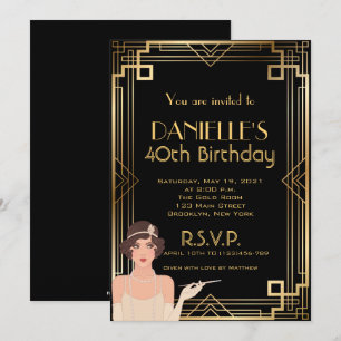 Great Gatsby Inspired Art Deco Birthday Invitation