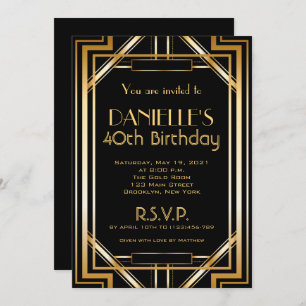 Great Gatsby Inspired Art Deco Birthday Invitation