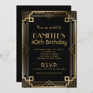 Great Gatsby Inspired Art Deco Birthday Invitation