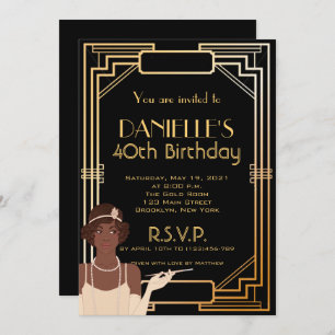Great Gatsby Inspired Art Deco Birthday Invitation
