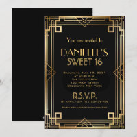 Great Gatsby Inspired Art Deco Sweet 16 Invitation