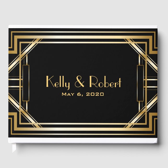 Great Gatsby Inspired Art Deco Wedding Guest Book (Front)