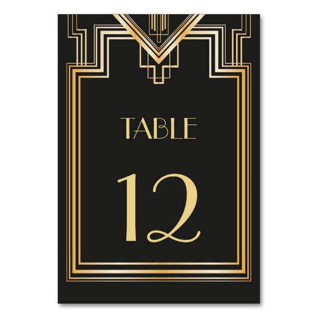 Great Gatsby inspired Table Number card (Front)