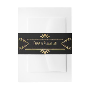 Great Gatsby Monogrammed art deco wedding Invitat Invitation Belly Band