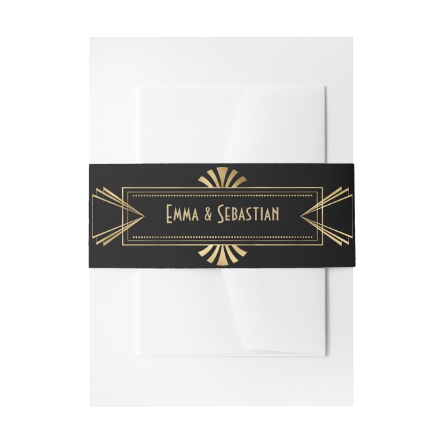 Great Gatsby Monogrammed art deco wedding  Invitat Invitation Belly Band (Front Example)