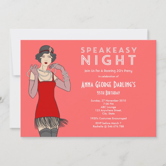 Great Gatsby Roaring 20's Birthday Party Invitation (Front)