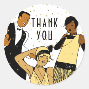 Great Gatsby Roaring 20s Thank You Classic Round Sticker