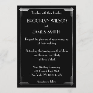 Great Gatsby Silver Foil Art Deco Wedding Invites