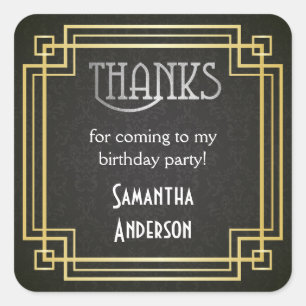Great Gatsby Stickers, Art Deco Favour Tags