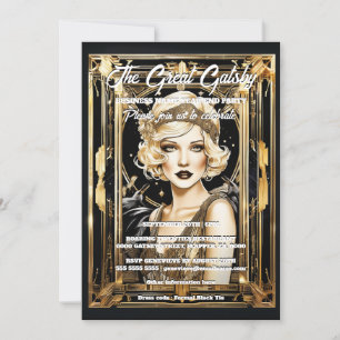 Great gatsby theme flapper girl blonde 1920's invitation