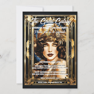 Great gatsby theme flapper girl brunette 1920's invitation