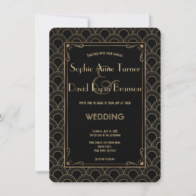 Great Gatsby Vintage 1920s Art Deco Wedding Invite (Front)
