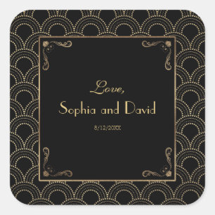 Great Gatsby Vintage 1920s Art Deco Wedding Square Sticker