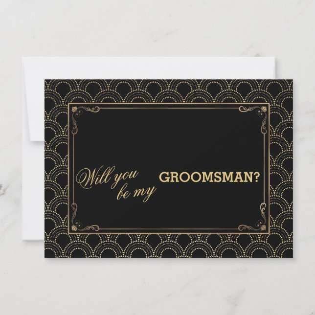 Great Gatsby Vintage Art Deco Wedding GROOMSMAN Invitation (Front)