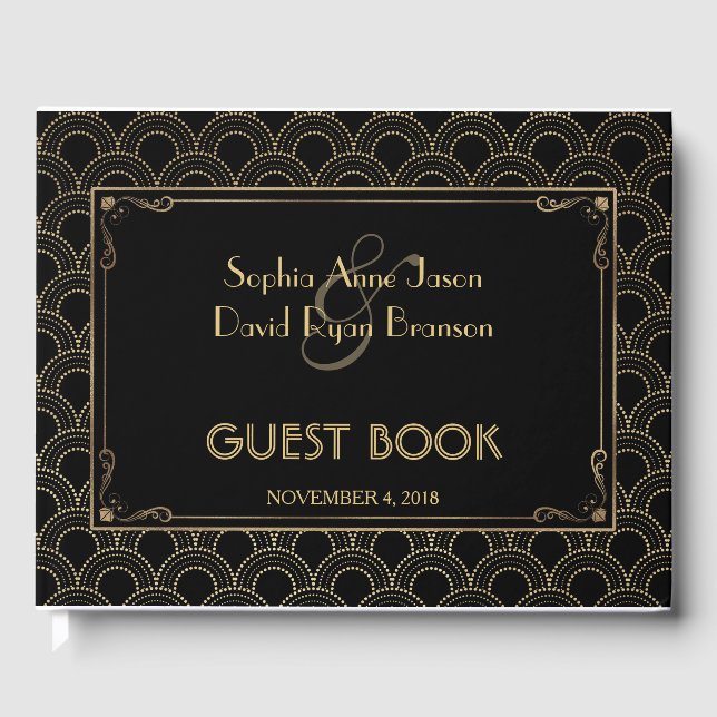 Great Gatsby Vintage Art Deco Wedding Guest Book (Front)