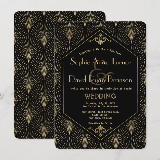 Great Gatsby Vintage Art Deco Wedding Invitation (Front/Back)