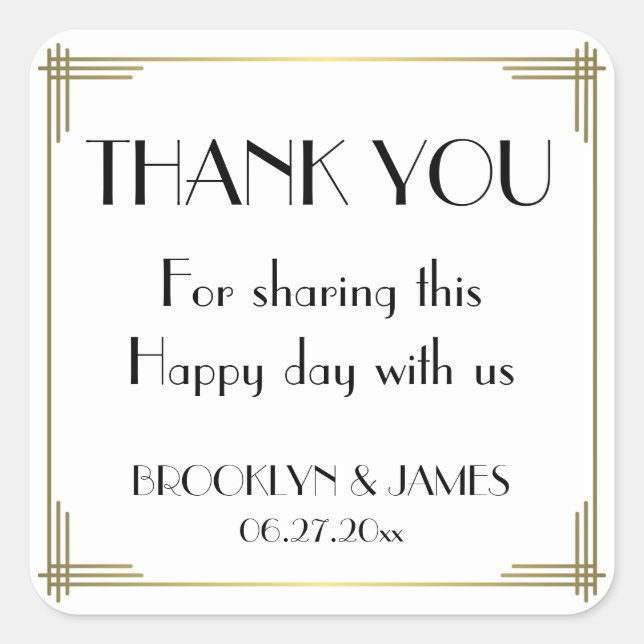 Great Gatsby White Art Deco Wedding Stickers (Front)