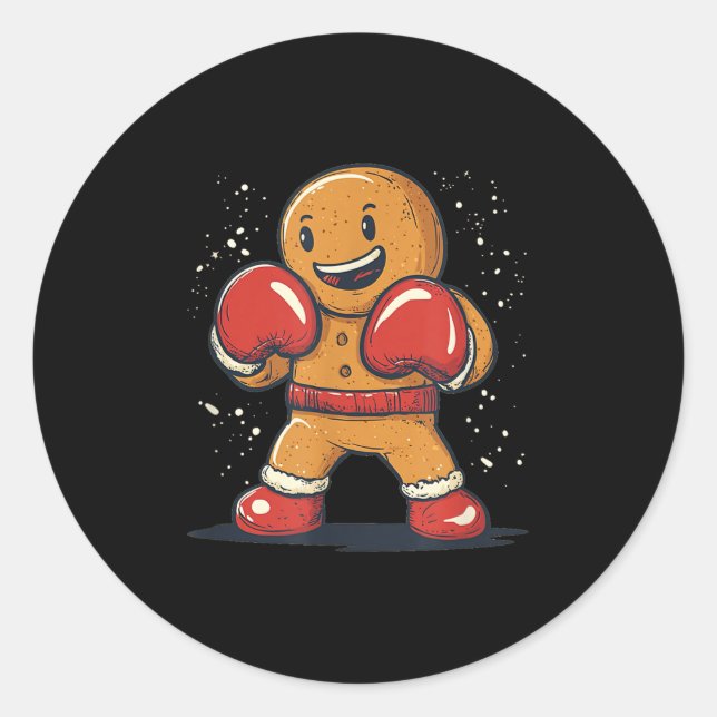 Great Gingerbread Man With Boxing Gloves Outfit  Classic Round Sticker (Front)
