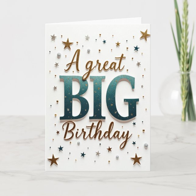 Great Gold Glitter Birthday Card (Front)