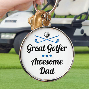 Great Golfer Awesome Dad Blue Custom Keychain