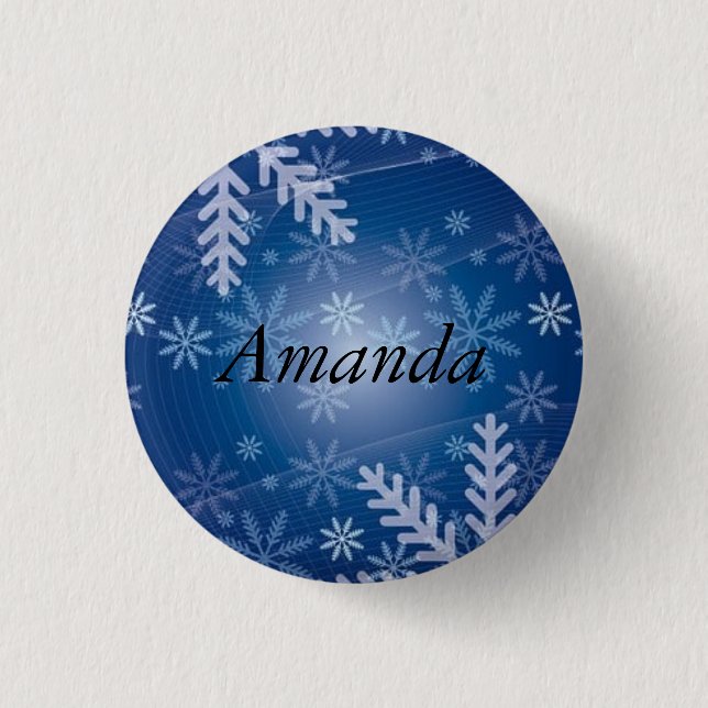 Great Gorgeous Christmas Blue Silver SNowflake    3 Cm Round Badge (Front)