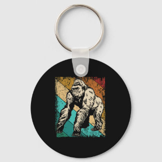 Great Gorilla Retro Silhouette Great Apes Key Ring