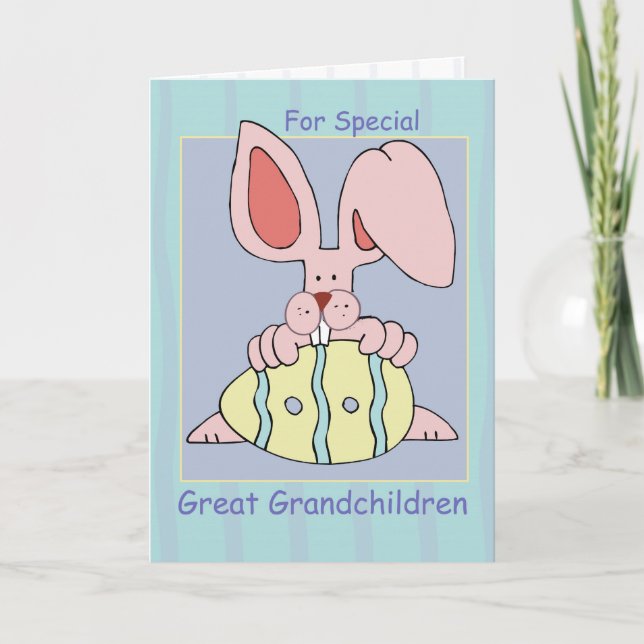 Great Grandchildren Ear-Resistible Easter Holiday Card (Front)