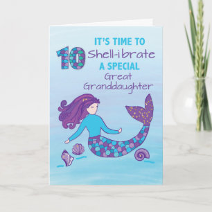 Great Granddaughter 10th Birthday Sparkly Look Card