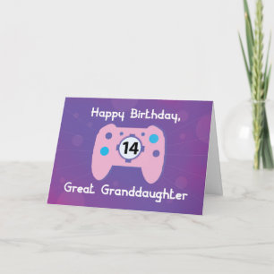 Great Granddaughter 14 Year Old Birthday Gamer Card