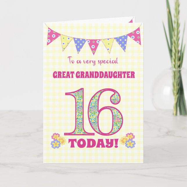 Great Granddaughter 16th Birthday Primroses Card (Front)