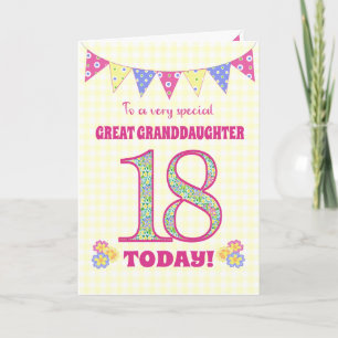 Great Granddaughter 18th Birthday Primrose Card