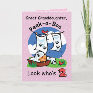 Great Granddaughter 2nd Birthday,Peek-a-Boo Kitten Card