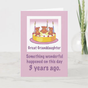 Great Granddaughter 3rd Birthday with Teddy Bears Card