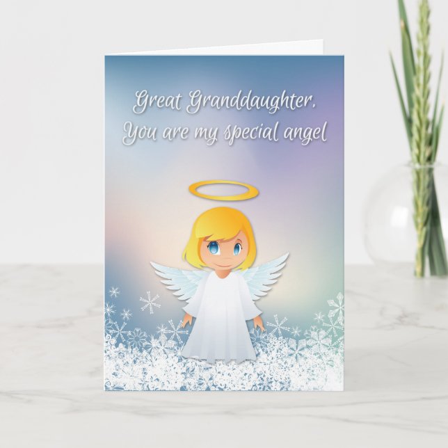Great Granddaughter Angel, Christmas Greeting Holiday Card (Front)