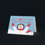 Great Granddaughter Babys First Christmas Snowman Card<br><div class="desc">The whole family is delighted by the little one as your great granddaughter experiences her first Christmas. Just as this snowman is delighted by the first snowflakes and reaches up to welcome the snow,  she will be thrilled by her card celebrating her first Christmas.</div>