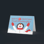 Great Granddaughter Babys First Christmas Snowman Card<br><div class="desc">The whole family is delighted by the little one as your great granddaughter experiences her first Christmas. Just as this snowman is delighted by the first snowflakes and reaches up to welcome the snow,  she will be thrilled by her card celebrating her first Christmas.</div>