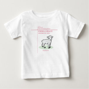 Great Granddaughter Baptism Pink Girl Lamb Baby T-Shirt