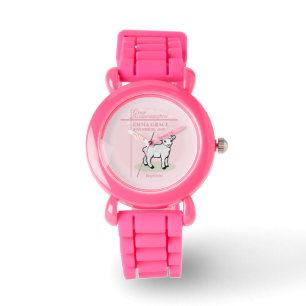 Great Granddaughter Baptism Pink Girl Lamb Watch