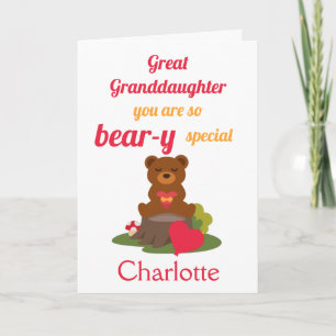 Great Granddaughter Bear-y Special Valentines Day Card