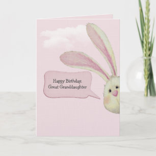 Great Granddaughter Birthday Bunny On Pink Card
