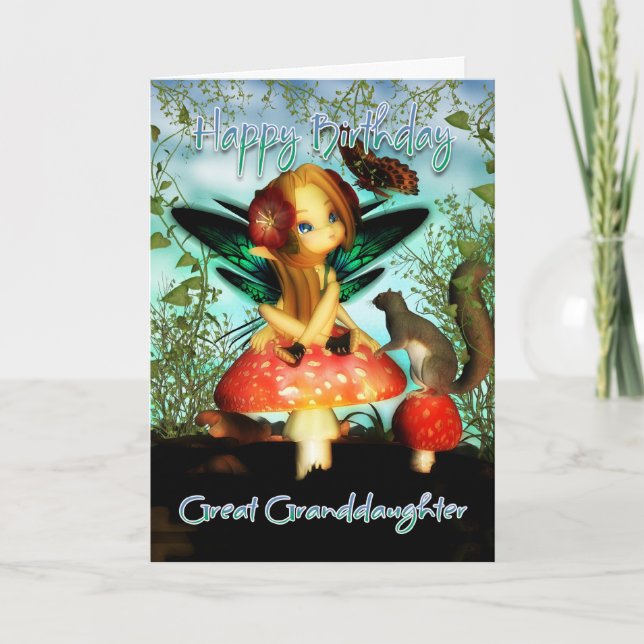 Great Granddaughter, Birthday Card, Cute Little Fa Card (Front)