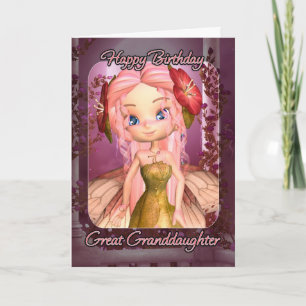 Great Granddaughter Birthday Card - Cute Pink Fair