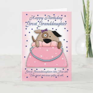 Great Granddaughter Birthday Card - Cute Purse Pet